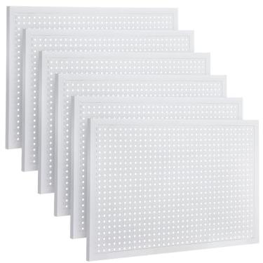 Imagem de Yaocom 6 peças de painéis de metal para quadro, 121 x 122 cm no total branco Pegboard kit de combinação com ganchos de coração para garagem, parede, cozinha, berçário, artesanato, organização de