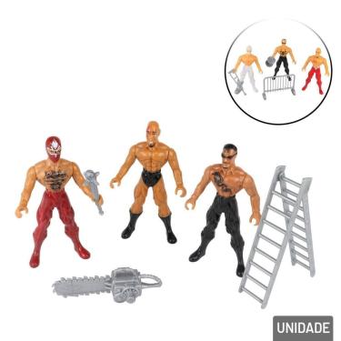 Imagem de Boneco Luta Livre com Acessórios 6 Peças - Tudo em Caixa