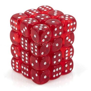 Imagem de Conjunto de dados DND - Chessex D&D Dice-12 mm translúcido vermelho e branco conjunto de dados poliédricos de plástico - Dungeons and Dragons Dice Inclui 36 dados – D6, multicolorido, CHX23804