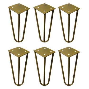 Imagem de Kit 6 Pés De Metal 15 Cm Mesas De Centro Puffs Dourado