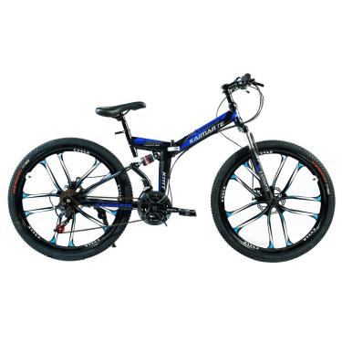 Imagem de Bicicleta Aro 26 Freio Disco Bike Dobrável Azul Preto Easyfold 21 Marchas Roda Magnésio Wct Fitness
