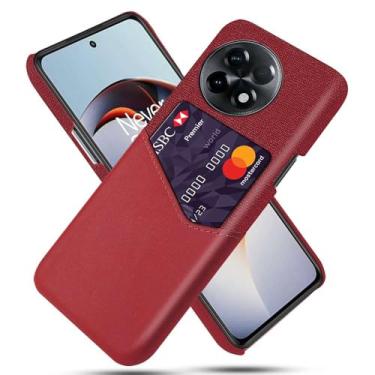 Imagem de Capa para Oneplus ACE 2,Tela e tampa de couro PU,Antideslizante,360°cobertura completa à prova de choque com 1 slot de cartão atrás,Prevenção de queda-Red