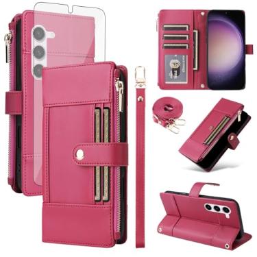 Imagem de Asuwish Capa de celular para Samsung Galaxy S23 5G com protetor de tela de vidro temperado com bloqueio de RFID, alça transversal, compartimento para cartão S 23 23S GS23 G5 SM-S911U 15.5 cm feminino