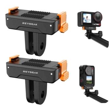 Imagem de REYGEAK Suporte adaptador de liberação rápida para DJI OSMO 360/Action 5 Pro/4/3, suporte de base de adaptador magnético com garras duplas para acessórios DJI OSMO (embalagem com dois)
