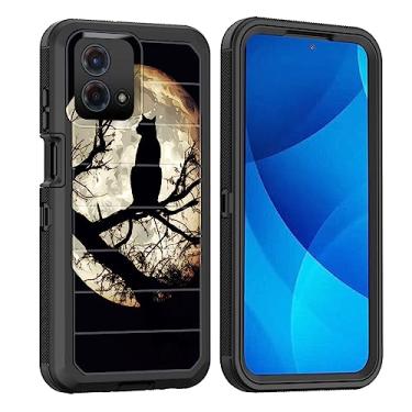 Imagem de smauncucn Capa para Moto G Stylus 5G 2023, proteção total à prova de quedas, à prova de poeira, resistente, 3 camadas, resistente, resistente, resistente, resistente, resistente, resistente, para Motorola Moto G Stylus 5G 2023, gato e lua