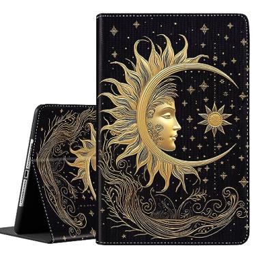 Imagem de Capa para iPad Mini 5/4/3/2/1, capa protetora durável à prova de choque para Apple iPad Mini de 7,9 polegadas 1ª, 2ª, 3ª, 4ª, 5ª geração, sol dourado e lua