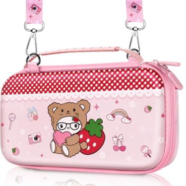 Imagem de Gurgitat Estojo de transporte para Nintendo Switch 2 – Urso fofo design Kawaii com alça e alça para Switch 2 2025, estojos de viagem, armazenamento portátil, capa rígida protetora para mulheres
