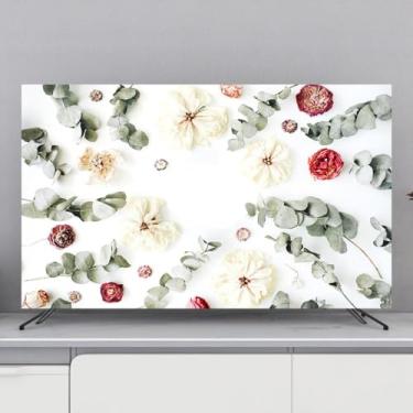 Imagem de Capa de TV com estampa de flores, capa protetora contra poeira de 81 a 203 cm, protetor de tecido macio à prova de poeira para telas LED/LCD, sala de estar, monitores de televisão, decoração||55
