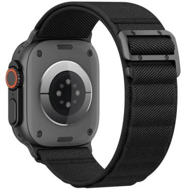 Imagem de Pulseira esportiva compatível com Apple Watch Ultra 2 de 49 mm, 46 mm, 45 mm, 44 mm, 42 mm, 41 mm, 40 mm e 38 mm, masculina, pulseira de nylon elástico com gancho G para iWatch séries Ultra 10, SE 9