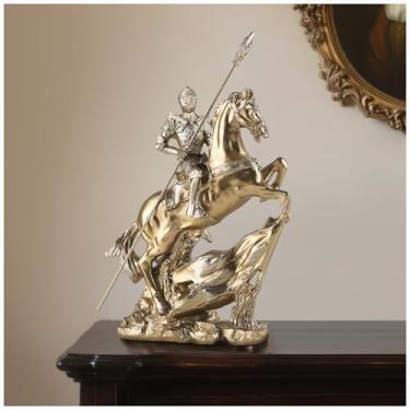 Imagem de Magicsculp Knight Statue, Templar Medieval Knight Action Figure with Spear on Charging Horse, Vintage Armor Viking Warrior Decor Models Figurine, 11.4“