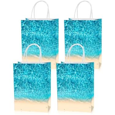 Imagem de Roselush 16 peças de bolsa de presente de aniversário ondas do oceano, praia, verão, piscina, aniversário, presente, lanches, doces, lembrancinhas para festa de aniversário havaiana, suprimentos de