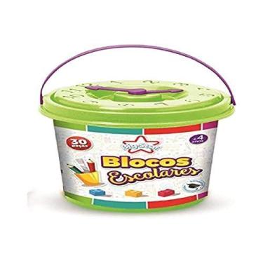 Imagem de Brinquedo Para Montar Balde Blocos Escolares 30 Pcs - BIG STAR