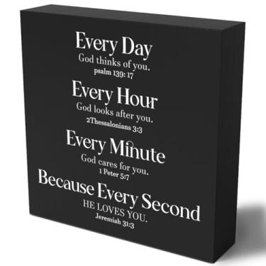 Imagem de Woght Placa De Caixa Madeira "Deus Pensa Em Você Todos Os Dias", Versículos Bíblicos Inspiradores, Decoração, Orações, Presentes Religiosos Cristãos Para Mulheres, Homens, Mãe, Irmã, Amigos, Colegas