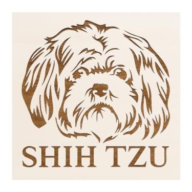 Imagem de Estêncil Shih Tzu Dog 14 x 14 cm para projetos de bricolage e artesanato, pintura de aerógrafo, desenho e mais estêncil reutilizável STENCILAIR