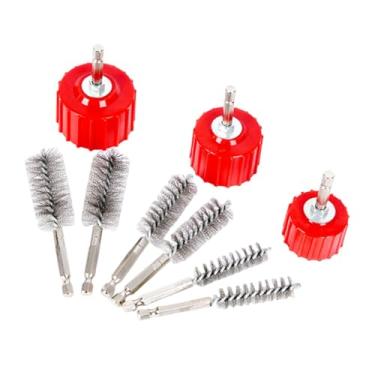Imagem de Gralara Kit de Limpeza para Tubo de Cobre com 3 Escovas Vermelhas E 6 Escovas de Arame, Acessório com Haste Sextavada de 1/4 de Polegada para Soldagem, Multiu