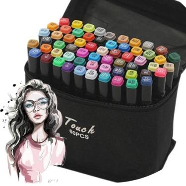 Imagem de Kit Estojo Canetinhas Ponta Dupla Marcador Permanente Touch 24,48,60, 