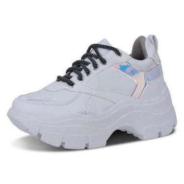 Imagem de Tênis Feminino Sneaker Chunky Solado Alto Branco - Novo Habito, Femini