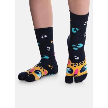 Imagem de Meia Chinelinho Puket Menina Onça Azul Marinho 23 a 33, Azul marinho, 