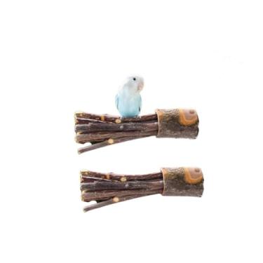 Imagem de Brinquedos de mastigar de madeira natural para gaiola, palitos de mastigar de madeira de maçã natural para animais pequenos, brinquedos de mastigar papagaios para ratos gerbil, hamster, periquitas