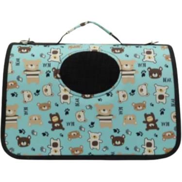 Imagem de Bolsa Mala Casinha ESTAMPADA Transporte Cachorros Gatos Pet AZUL