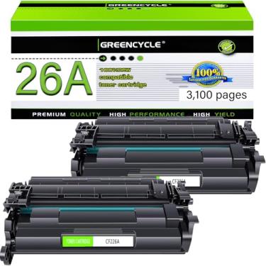 Imagem de greencycle Cartucho De Toner Substituição Compatível Com 26A M426Fdw Para Impressoras Hp Cf226A 26X Cf226X Laserjet Pro M402N M402Dn M402Dw M402Dne Mfp M426Dw M426Fdn (Preto, Pacote 2)