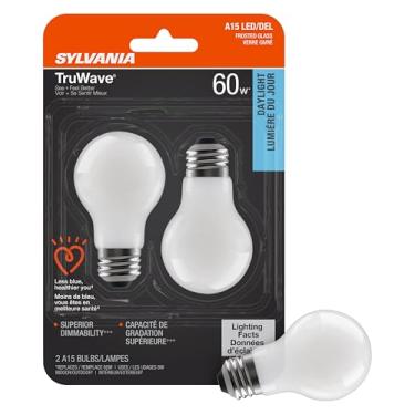 Imagem de Lâmpada SYLVANIA LED TruWave Natural Series Ventilador de teto/luminária luminária, 60W A15 Base média de luz diurna, regulável, fosco - Pacote com 2