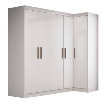 Imagem de Guarda Roupas Modulado De Canto Madrid Com 5 Portas E 2 Gavetas Maxel Branco