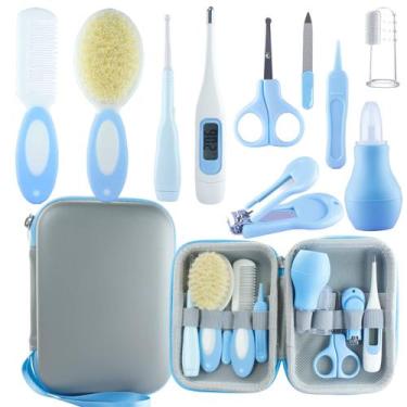 Imagem de Kit de higiene para bebês VZAYQUPXY 10 em 1 com cortador de unhas azul