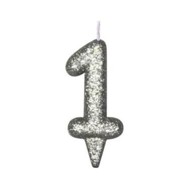 Imagem de Vela De Aniversário Número Magic Glitter Prata - PartiuFesta