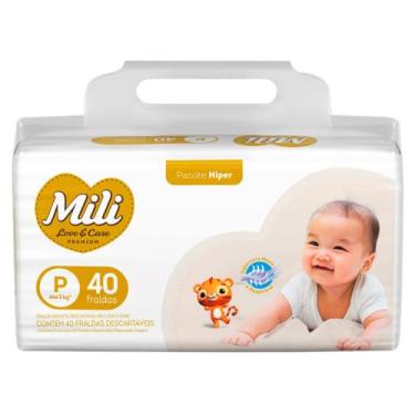 Imagem de Fralda Infantil Mili Love e Care Premium Hiper Tamanho P com 40 Unidad