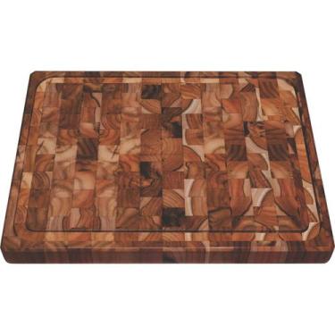 Imagem de Tábua Cubus para Churrasco Retangular em Madeira Teca 50x38 cm Tramont