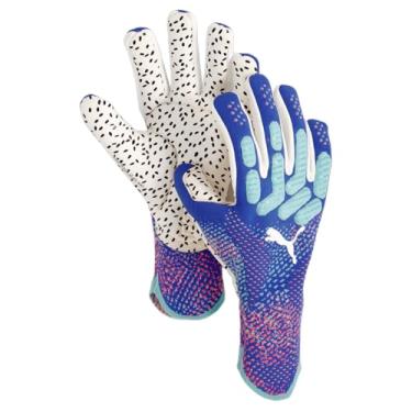 Imagem de Puma Luvas de goleiro Future Ultimate NC - Elite + látex de aderência dupla, ajuste apertado, costas tricotadas 3D, pulseira de silicone, pulso elástico, vários tamanhos (Bluemazing-Sunset