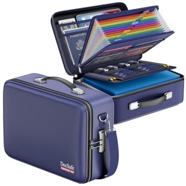 Imagem de DocSafe Caixa de documentos à prova de fogo com fechadura, estojo rígido organizador de arquivos com pasta sanfonada, à prova de fogo, cofre resistente à água, armazenamento de viagem para escritório