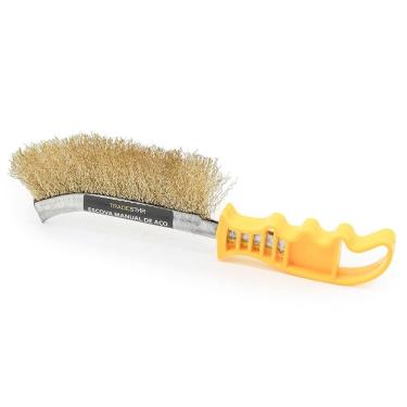 Imagem de Escova Aço Latão Limpa Grelha Churrasqueira Ferrugem Tinta