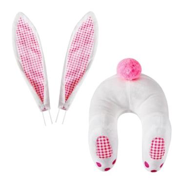 Imagem de shamjina Kit de guirlanda de coelhinho da páscoa para pendurar na parede artificial para material de festa ao ar livre, xadrez rosa
