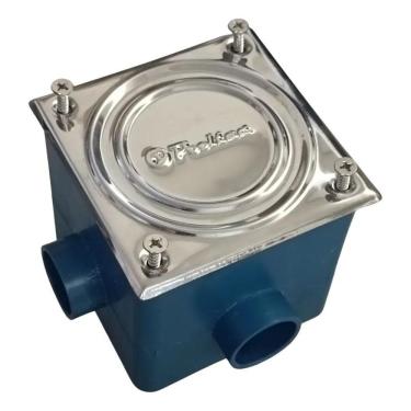 Imagem de 2X Caixa De Passagem Para Refletor Piscina Tampa Inox Azul