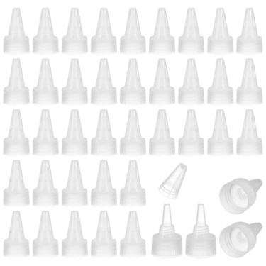 Imagem de PATIKIL 28/410 tampas giratórias, 100 peças de tampas de substituição de garrafa de plástico com junta de espuma para tampas de tinta, distribuição de cola, artesanato faça você mesmo, transparente