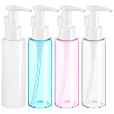 Imagem de Heclia 4 garrafas vazias de plástico para viagem, aprovadas pela TSA, 100 ml, dispensadores de garrafas pequenas para viagem, à prova de vazamento, para óleo de limpeza facial, gel de banho, xampu e