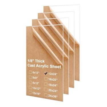 Imagem de Folhas de acrílico KINLINK 30x60cm, acrílico transparente de 3 mm, pac