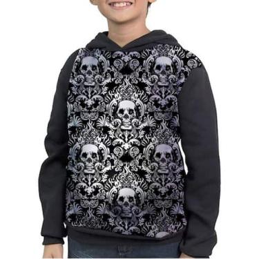 Imagem de Casaco Moletom Infantil Caveiras Skull Mexicana Morte - smoke, Preto, 