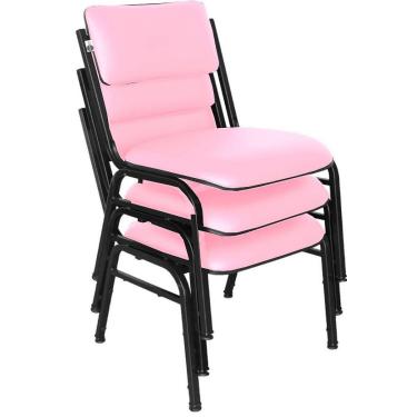 Imagem de Kit com 3 Cadeiras para Auditórios Linha Hotel Smart Rosa