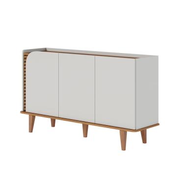 Imagem de Aparador Buffet Sala de Jantar 3 Portas Ewa 136cm Off White Matte/Freijó C04 - D'Rossi