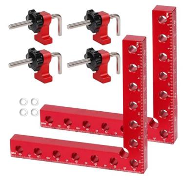 Imagem de Grampo de canto para marcenaria, 5,5" x 5,5" (14 x 14 cm) 90 graus marcenaria liga de alumínio grampos de ângulo reto braçadeira de canto para ferramentas de marcenaria, braçadeira de ângulo reto