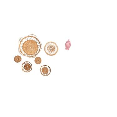 Imagem de Fenteer Arte de Parede em Rattan Trançado E Vaso de Porcelana com Jarra de Gengibre, Ornamentos Decorativos para Sala de Chá, Quarto, Corredor, Café,