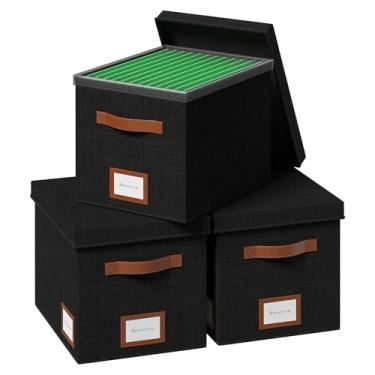 Imagem de GRSQYS Caixa de arquivo para pendurar, caixa organizadora de arquivos com tampa, pastas de arquivo decorativas, organizador de tamanho carta com trilho deslizante de plástico integrado de uma peça