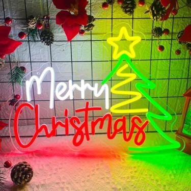 Imagem de Sinais neon de Feliz Natal, luz neon branca quente para decoração de Natal, sinal de luzes de neon LED para presente de Natal, quarto, sala de estar em casa, festa de Natal, Ano Novo (C)