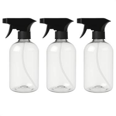 Imagem de Kit 3 Frascos Borrifador Spray Preto Pulverizador com Válvula Multiuso Transparente 500ml