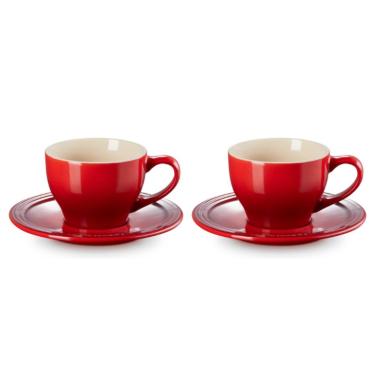 Imagem de CONJUNTO LE CREUSET 2 XÍCARAS 200ML ESPRESSO C/ PIRES EM CERÂMICA VERMELHO 79019200600000