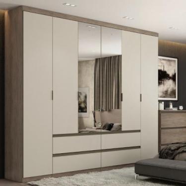 Imagem de Guarda Roupa Casal com Espelho 6 Portas 4 Gavetas Nobre Glass THB, Rus