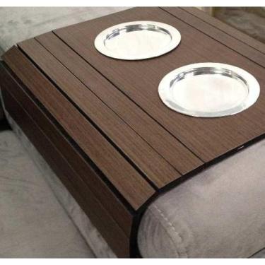 Imagem de Kit 02un Esteiras Braço Sofá Porta Copos de Alumínio Tabaco